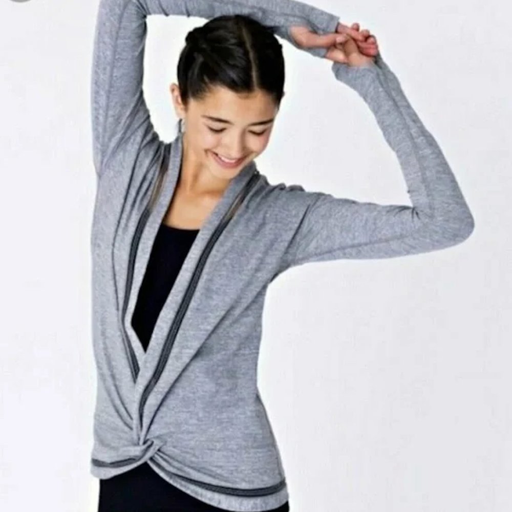 Lululemon Ivivva Girls twist front faux wrap cardigan size 12 (kids)